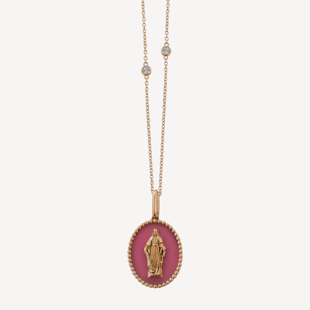 MEDAL VIRGIN MARY DARK PINK