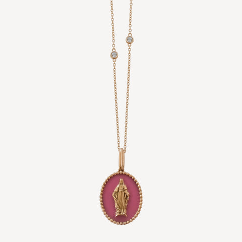 MEDAILLE VIERGE MARIE ROSE FONCE
